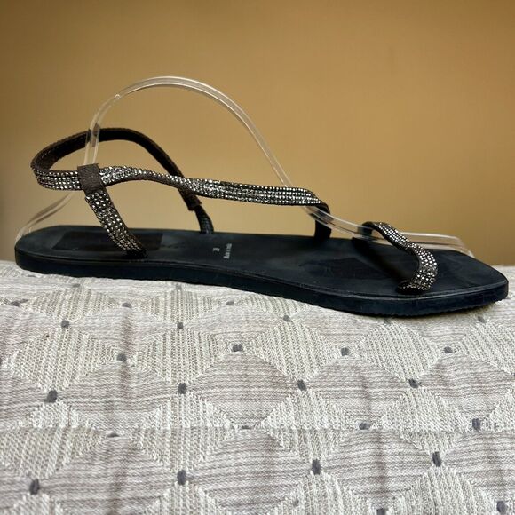 Free People Crystal Cove Black Leather Flat Sandal Rhinestone EU 39 US 8.5 - 9 - Picture 16 of 16